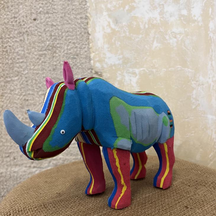 Rufus rhino made with upcycled flip flops