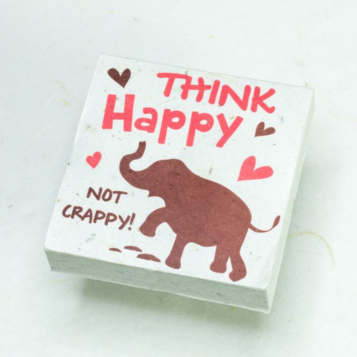 Think happy  notepad made with elephant dung
