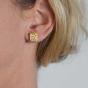 Small Square Yellow/Orange Retro Wooden earrings