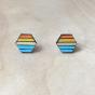 Small Square upcycled Wooden earrings Color : Multicolor