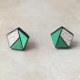 Small Square upcycled Wooden earrings Color : Green
