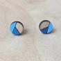 Small round Wooden upcycling earrings Color : Blue