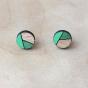 Small round Wooden upcycling earrings Color : Green