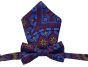 Set Bow tie and pouch in Shweshwe fabric Pattern : Blue Flower