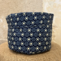 Multi-purpose basket in wax fabric and recycled rice bag Color : Blue