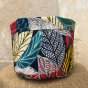 Multi-purpose basket in wax fabric and recycled rice bag Color : Green/white/Blue