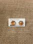 Small Square upcycled Wooden earrings Color : Orange