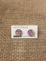 Small round Wooden upcycling earrings Color : Purple Streak