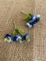 Crochet flower earrings Color : Blue/white