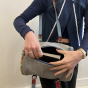 2-in-1 bag made from recycled denim and food packaging
