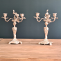 Pair of silvered bronze candelabra