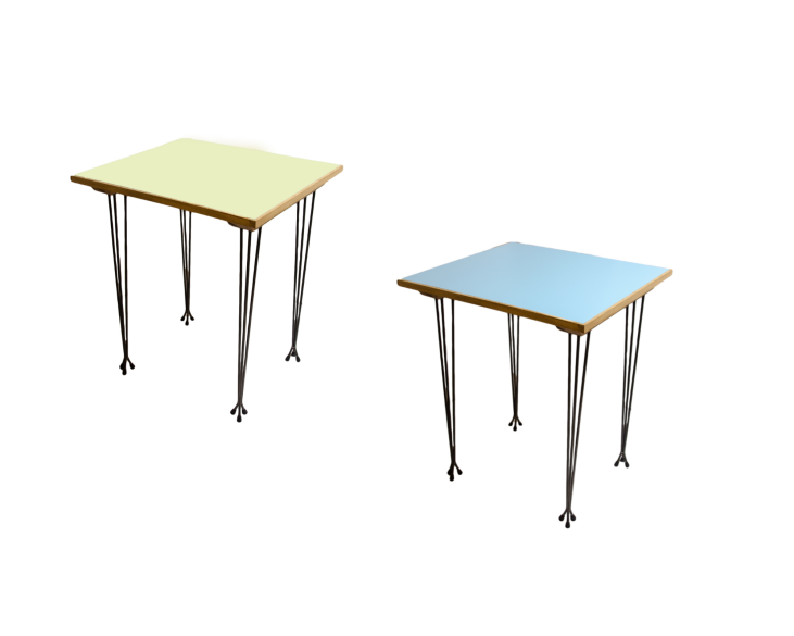 Table carrée upcycling bois coloré
