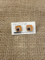 Petites puces d'oreille carrées en bois upcycling Couleur : Orange/Marron